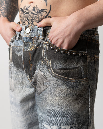 Jeans Richmond X baggy con stampa denim uomo