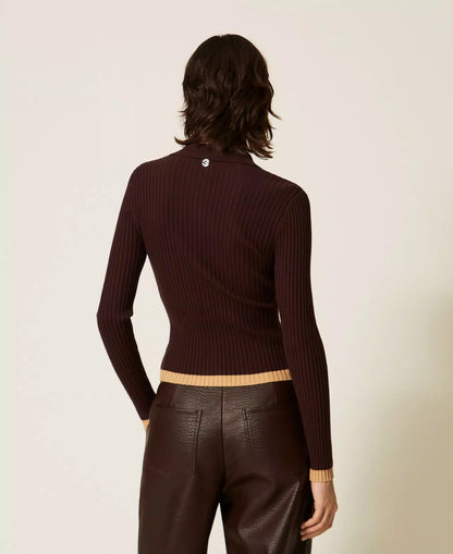 Maglia Twinset Actitude polo a costine donna