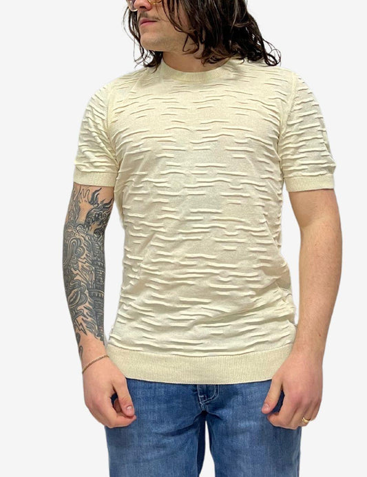 T-Shirt Daniele Alessandrini in maglia con dettagli in rilievo uomo