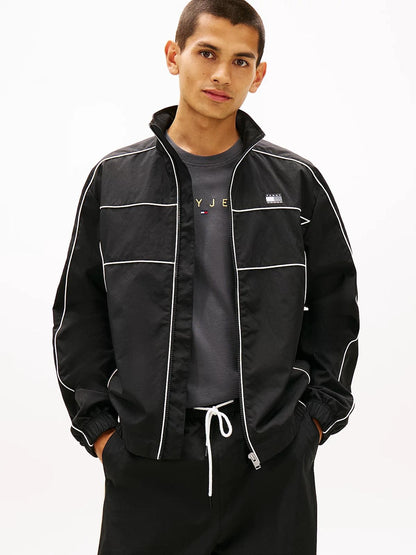 Felpa Tommy Jeans fullzip in nylon "Detail Flag" uomo