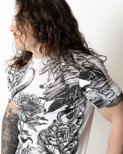 T-Shirt John Richmond con stampa floreale e strass uomo