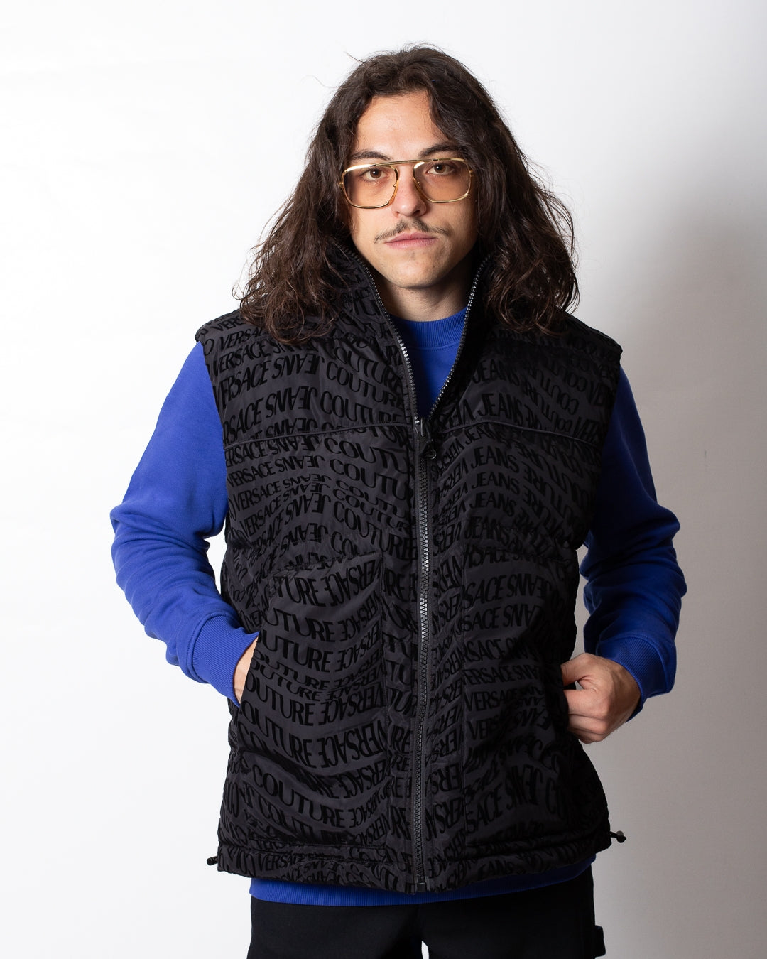 Gilet Versace Jeans Couture reversibile con logo all-over uomo