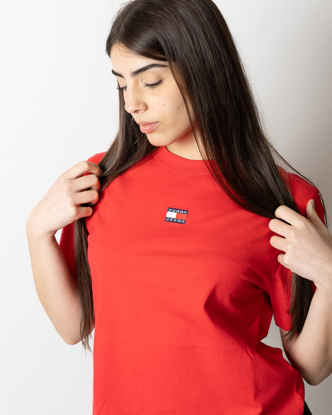 T-Shirt Tommy Jeans boxy "Logo badge" donna