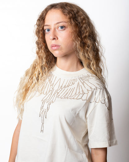 T-Shirt Marcelo Burlon cropped con strass donna