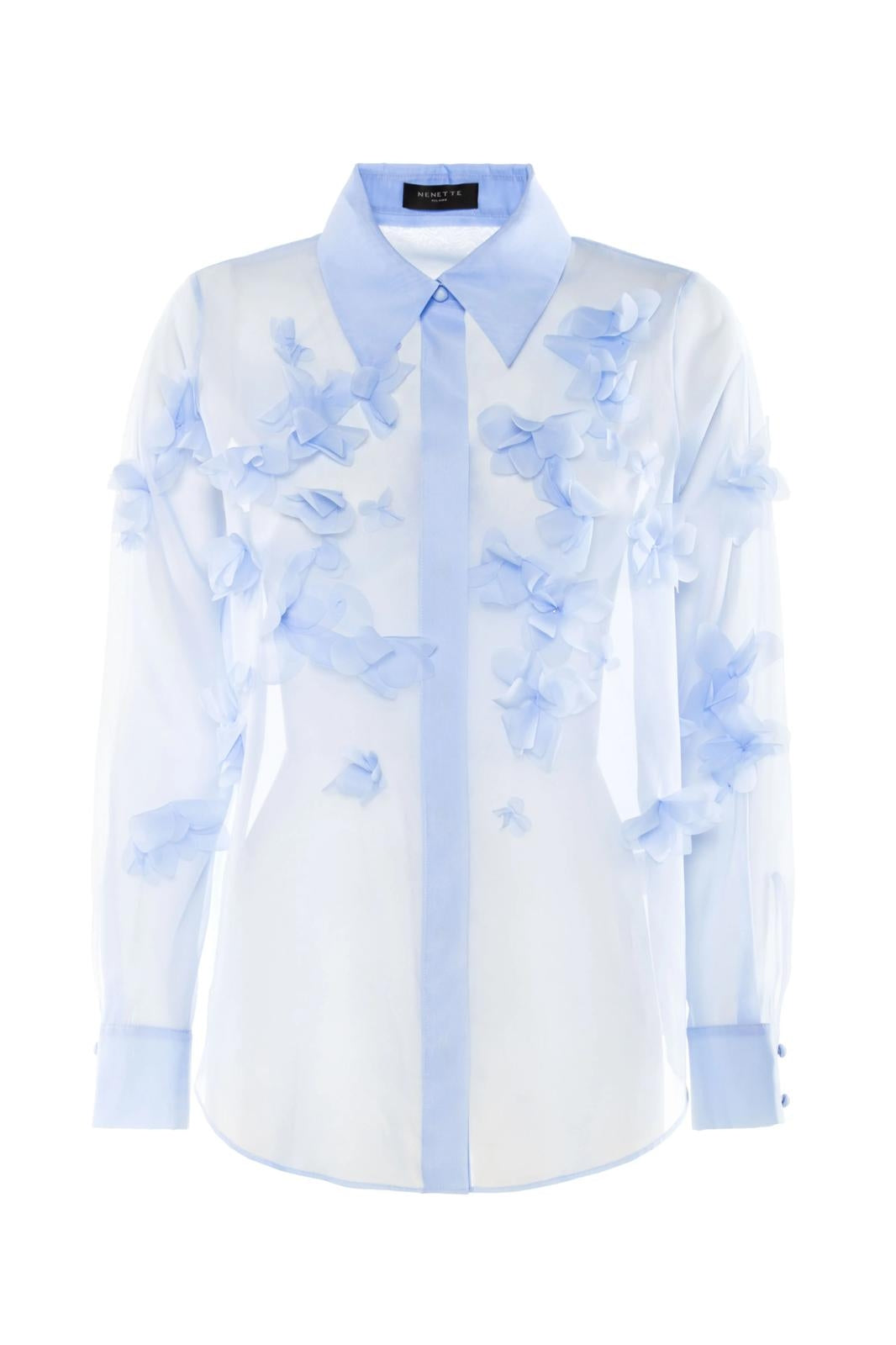Camicia Nenette in organza con dettagli floreali donna