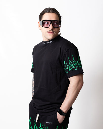 T-Shirt Vision of Super "Green Flames" uomo