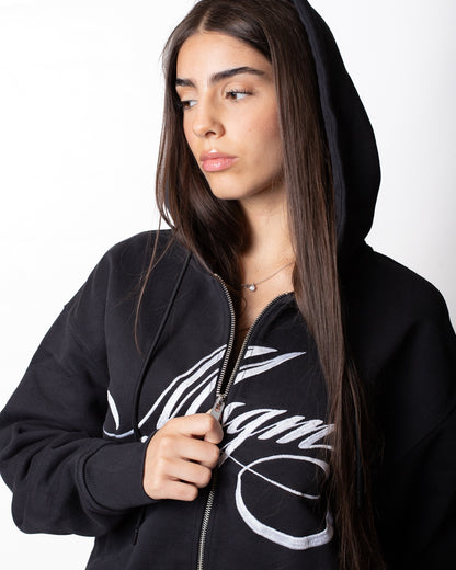 Felpa MSGM fullzip con logo signature ricamato