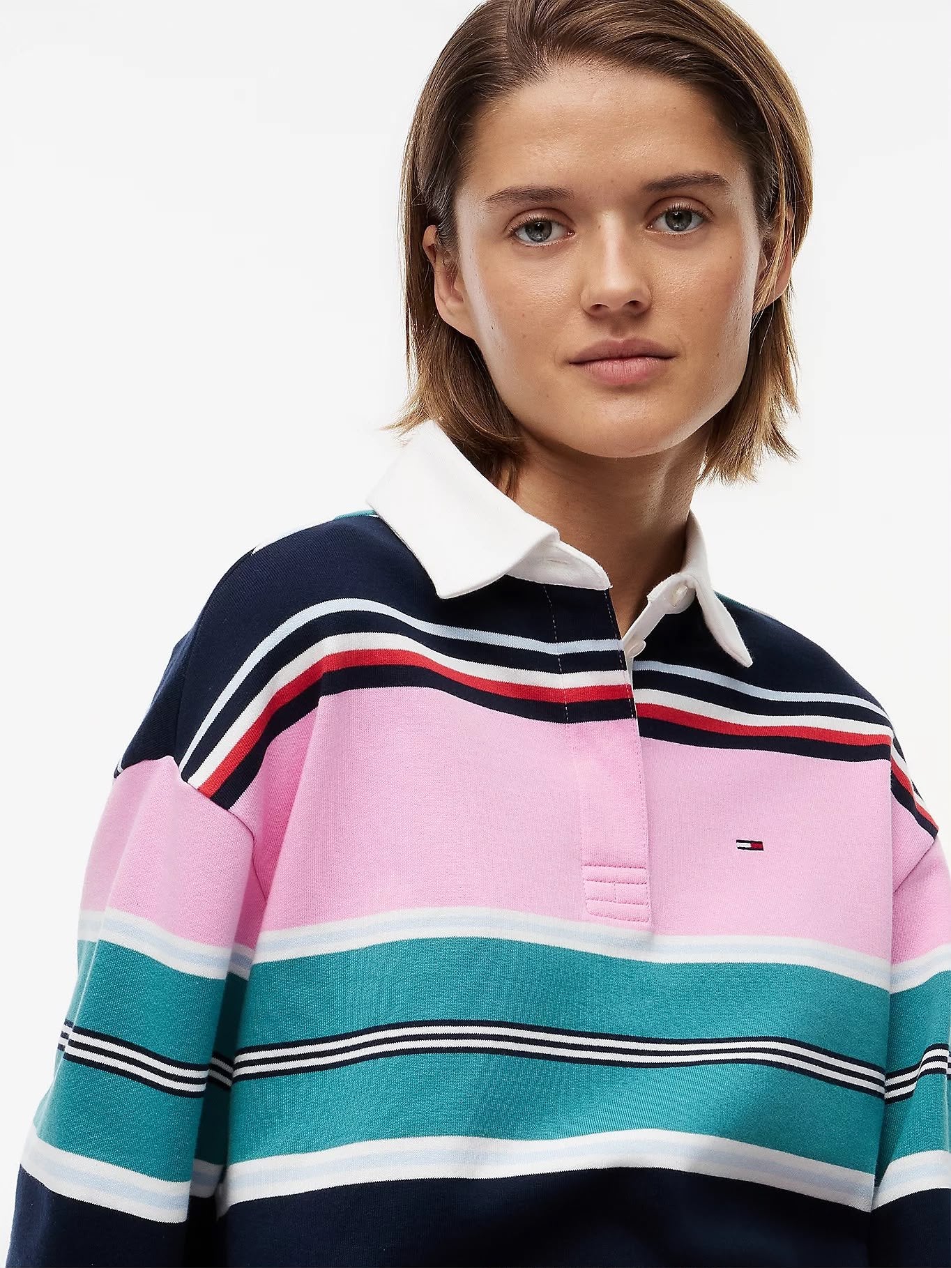Polo Tommy Jeans "Flag Multi Stripe Rugby" donna
