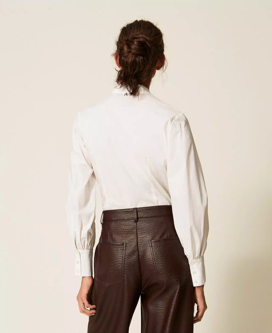 Camicia Twinset Actitude in popeline con volant donna