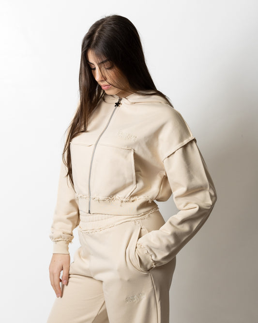 Felpa Comme des Fuckdown fullzip con cuciture a taglio vivo donna