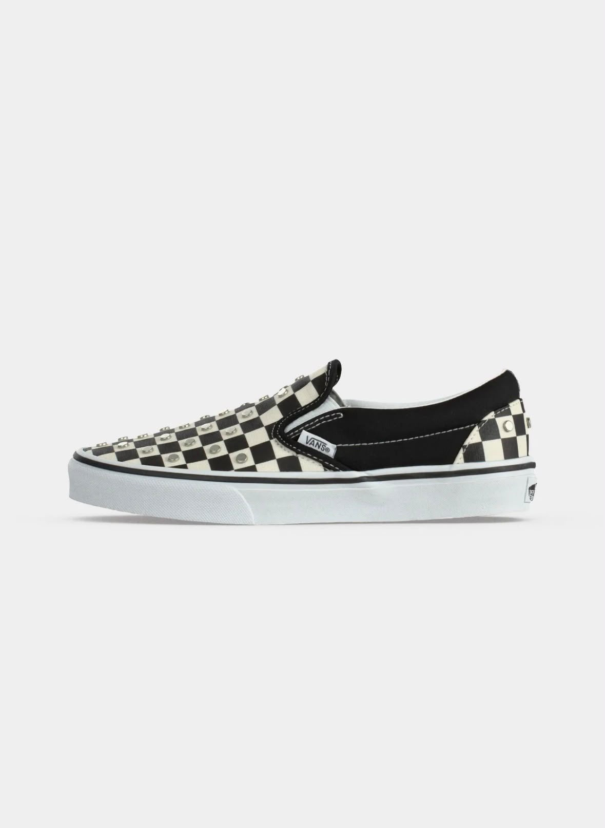 Sneakers Vans Classic Slip-On Checkerboard black and white con applicazioni metalliche