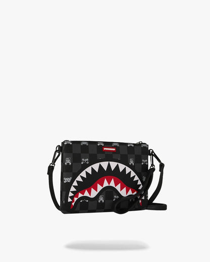 Pochette Sprayground nero GRAY PEEKING CHARACTER CHECK CROSSBODY POUCHETTE clutch con tracolla