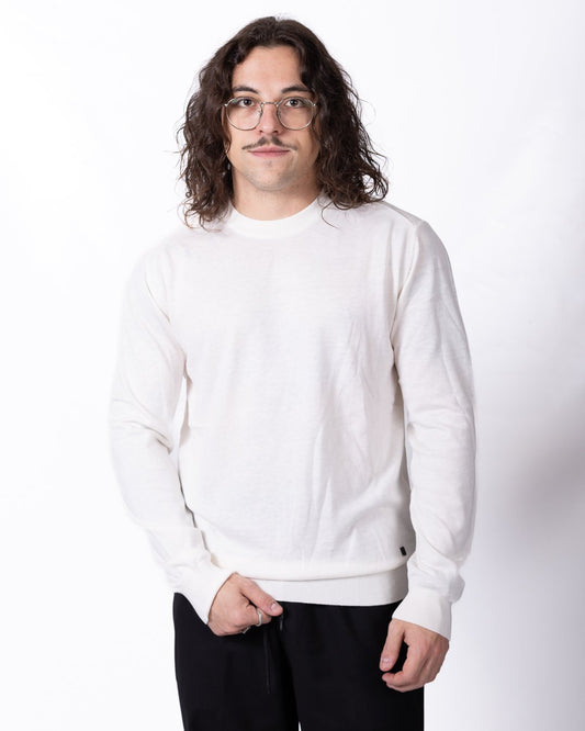 Maglia Liu Jo girocollo in cotone e seta con logo metallico