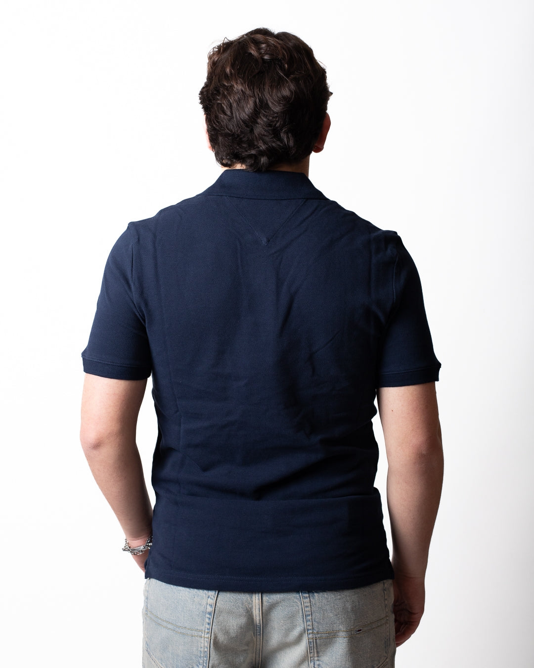 Polo Tommy Jeans basic con bandiera ricamata uomo