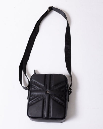 Tracolla John Richmond in ecopelle con ricami in rilievo, logo "JR" e dettagli jacquard