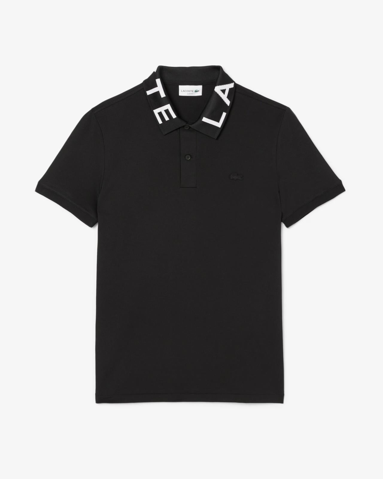 Polo Lacoste con logo sul colletto a contrasto jacquard