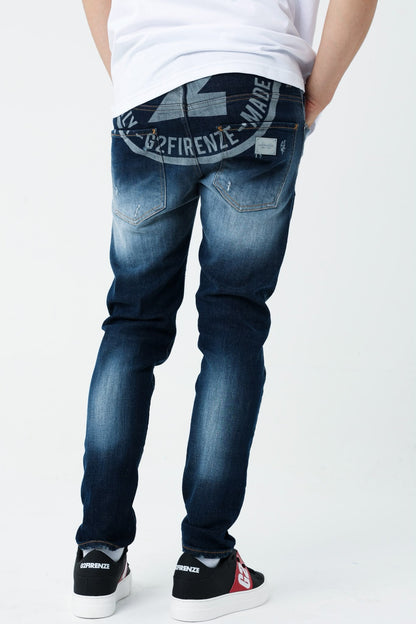 Jeans G2Firenze con applicazione metallica e grafica sul retro