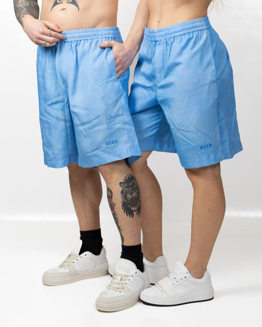 Bermuda MSGM effetto lino con logo ricamato