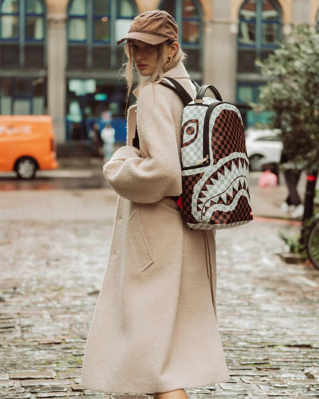 Zaino Sprayground marrone "CREAM AND BROWN TEAR CHECK BACKPACK"