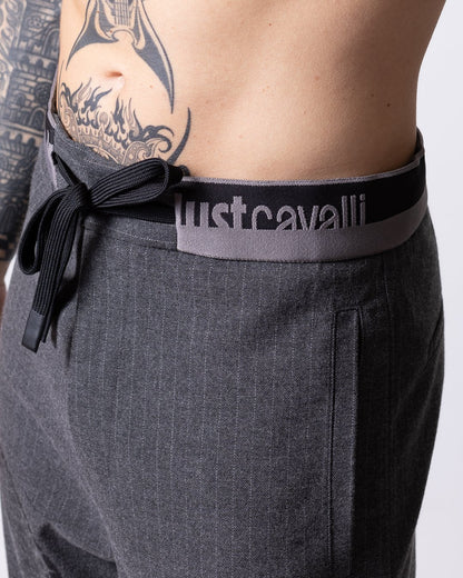 Pantalone Just Cavalli gessato in flanella uomo