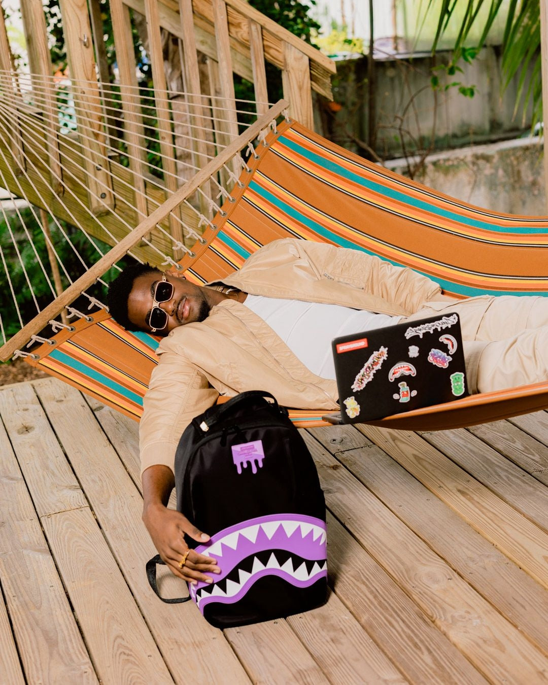 Zaino Sprayground nero SHARK CENTRAL LIGHT PURPLE BACKPACK