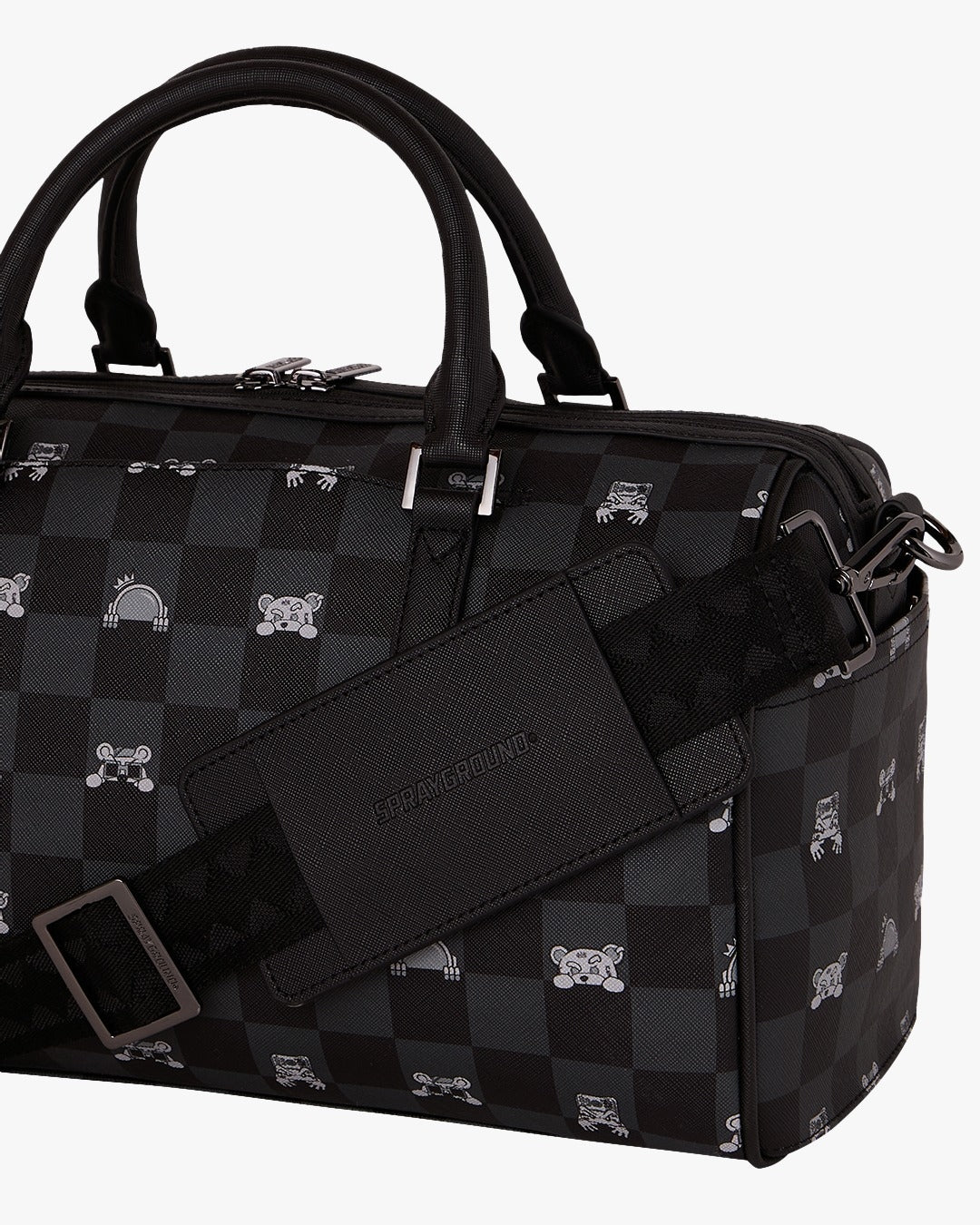 Borsa Sprayground nero GRAY PEEKING CHARACTER CHECK MINI DUFFLE