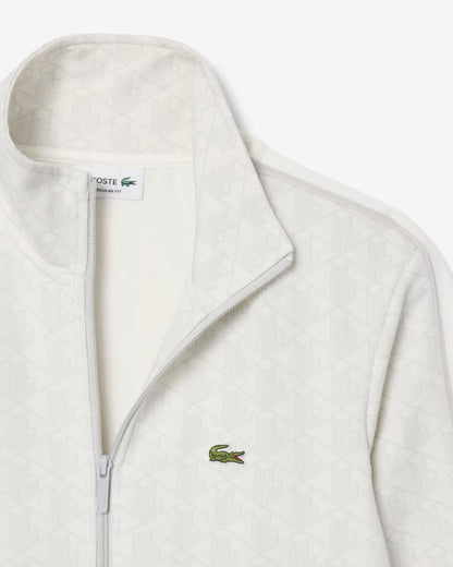Felpa Lacoste con zip logata allover uomo