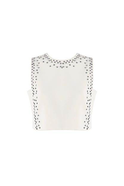 Top Nenette con borchie e strass donna