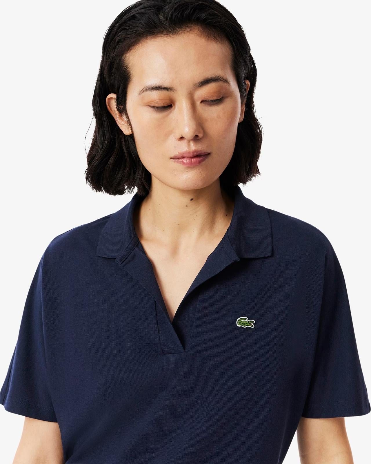 Polo Lacoste in fluido pique donna