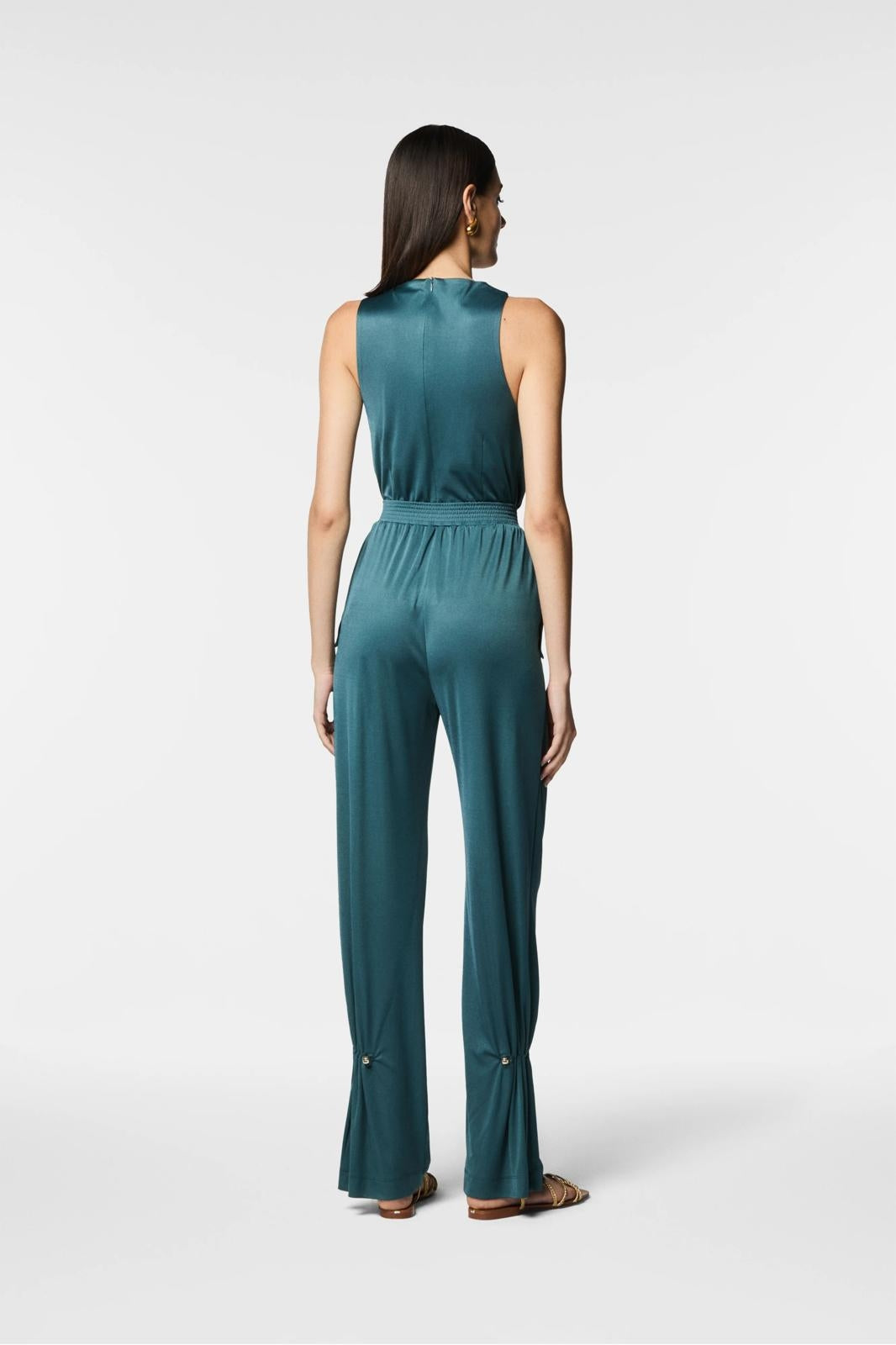 Pantalone Nenette in jersey lucido con bottoni donna