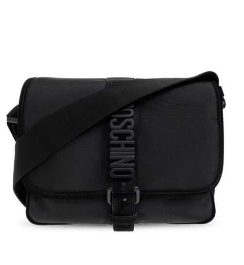 Borsa Moschino in tessuto con placca in metallo uomo