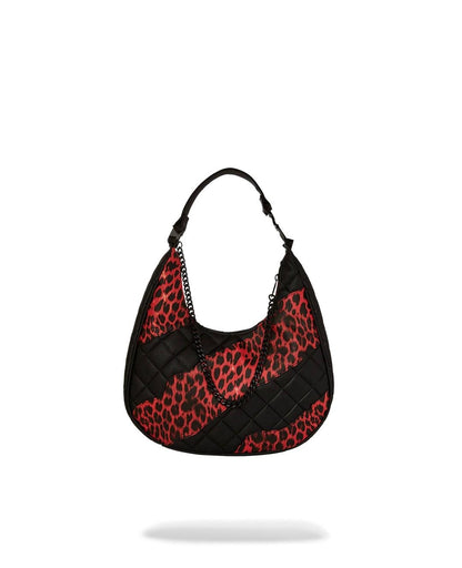 Borsa a spalla Sprayground nero "Red leopard puffer vice shoudlar bag" donna