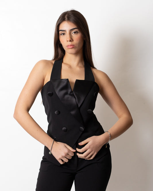 Gilet Twinset Actitude con dettagli in raso donna