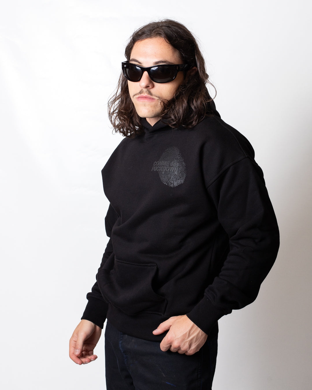 Felpa Comme des Fuckdown stampata con cappuccio uomo