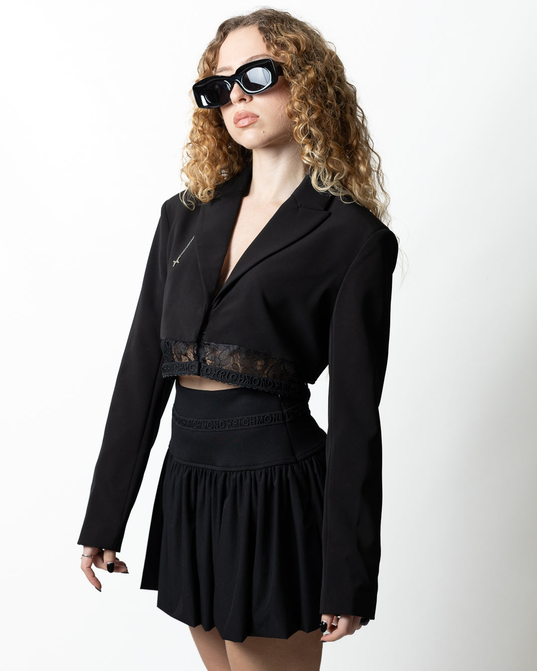 Giacca blazer Richmond X cropped con pizzo donna