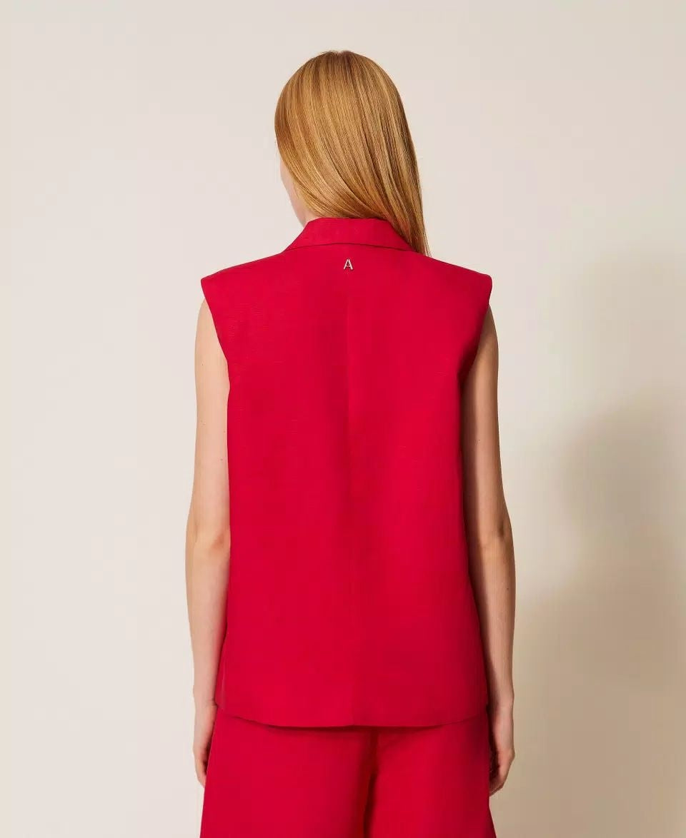 Gilet Twinset Actitude in misto lino donna
