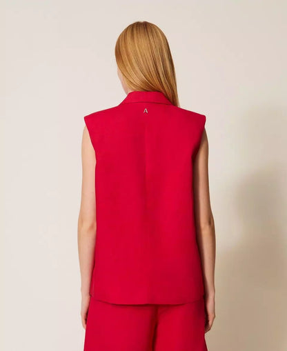 Gilet Twinset Actitude in misto lino donna
