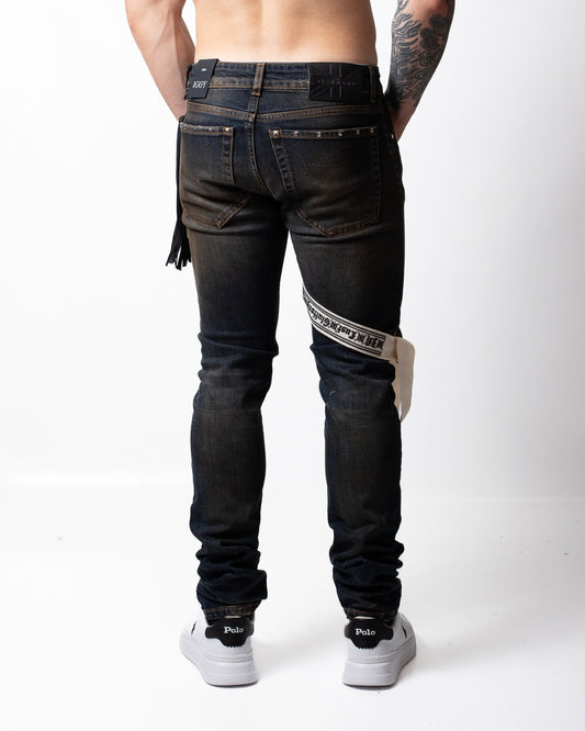 Jeans John Richmond skinny con borchie e fascia uomo