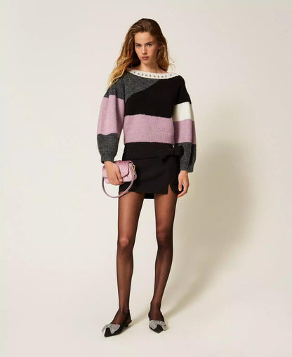 Maglia Twinset Actitude girocollo con gioielli donna