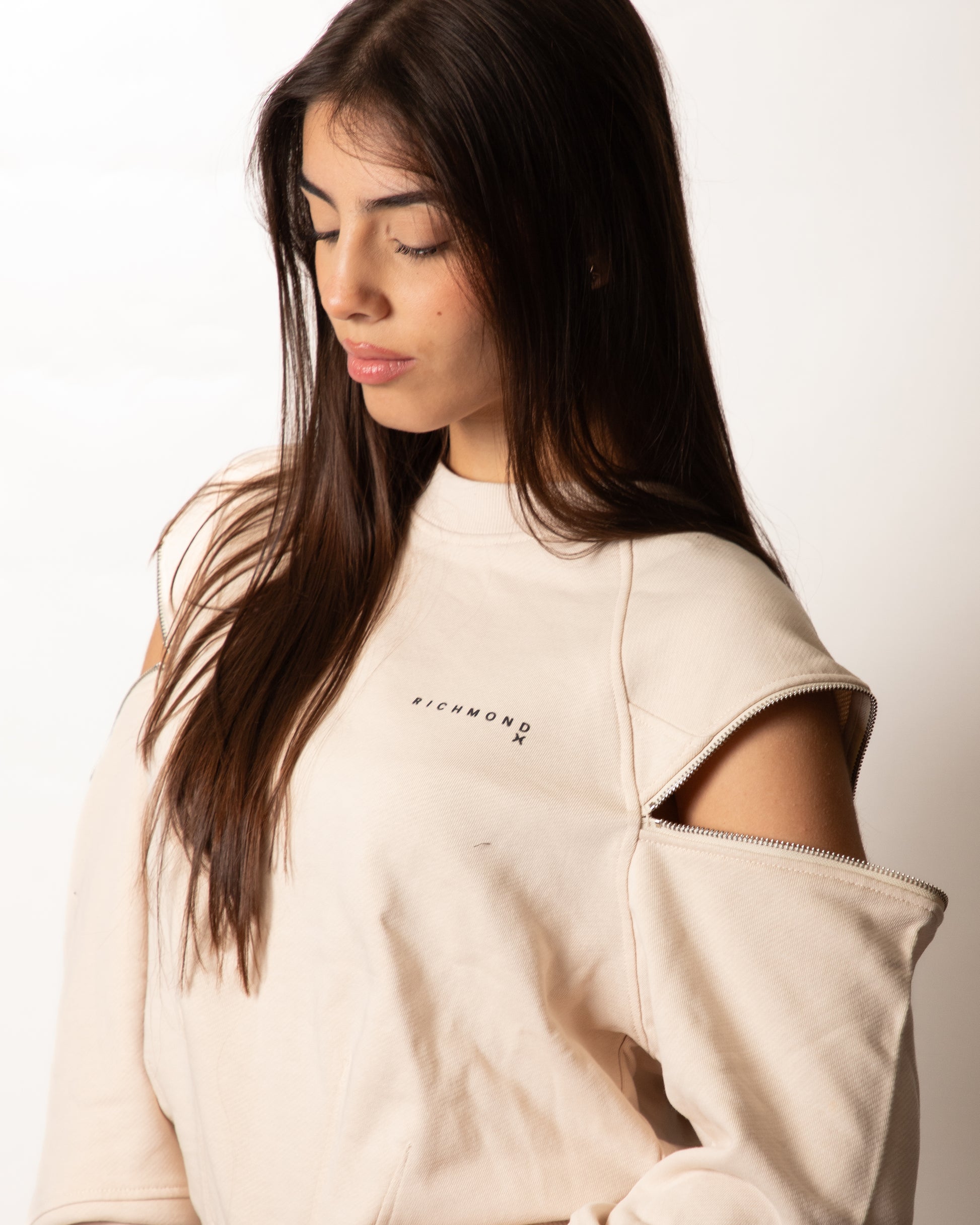 Felpa Richmond X girocollo con zip donna