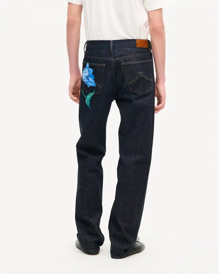 Jeans Kenzo Paris con stampa decorativa e patch logo