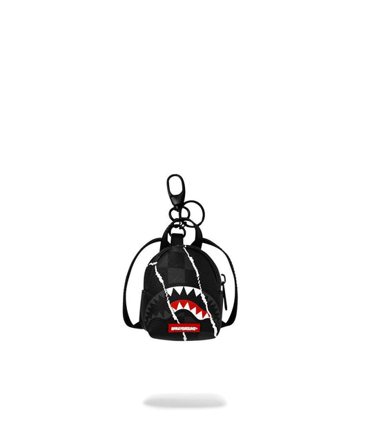 Portachiavi Sprayground nero CENTER RIP REVEALING GRAY CHECK BACKPACK KEYCHAIN