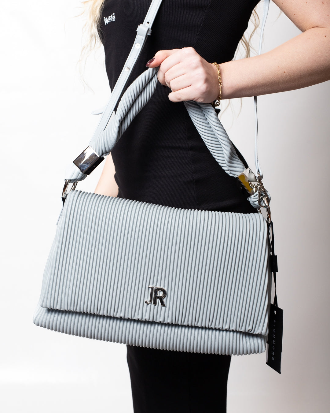 Borsa John Richmond in pliss&egrave; con manico e tracolla donna