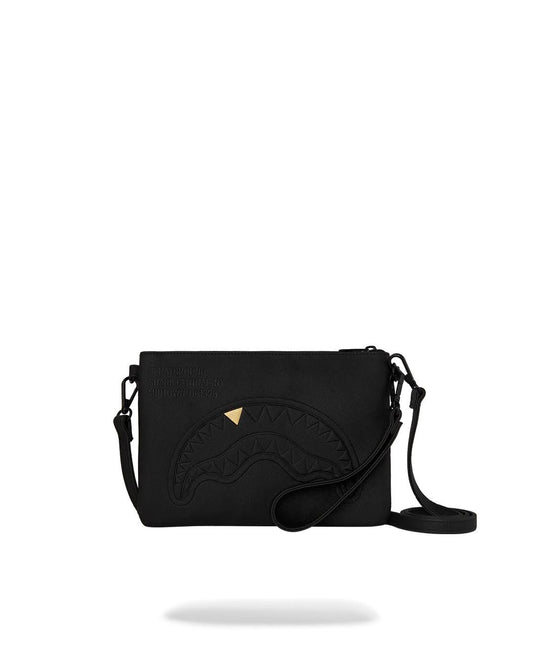 Pochette Sprayground nero BLACKED OUT EMBOSSED GOLD TOOTH CROSSOVER CLUTCH con tracolla