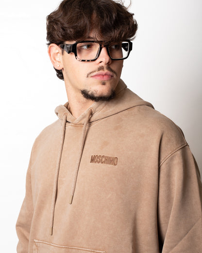 Felpa Moschino "Smiley" con cappuccio e borchie