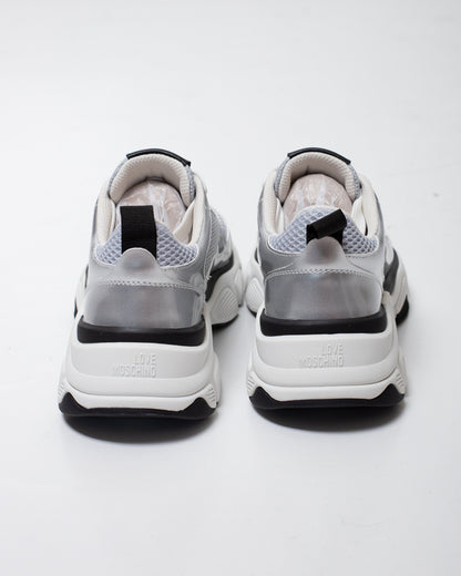 Sneakers Love Moschino in rete con dettagli lucidi donna
