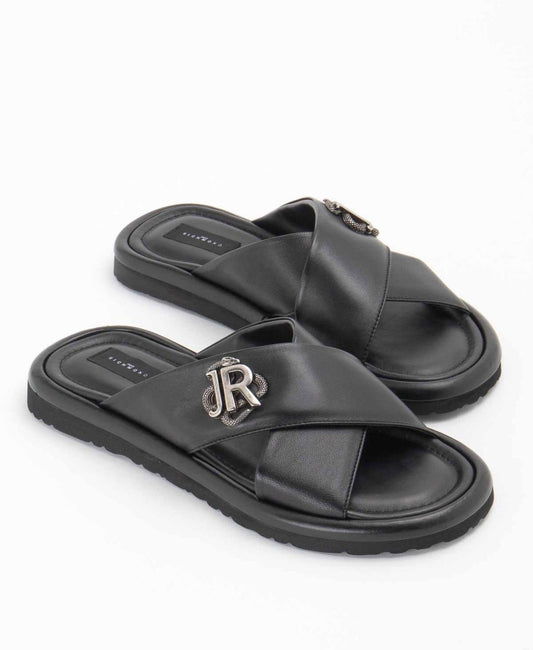 Sandalo John Richmond in pelle con fibbia metallica uomo