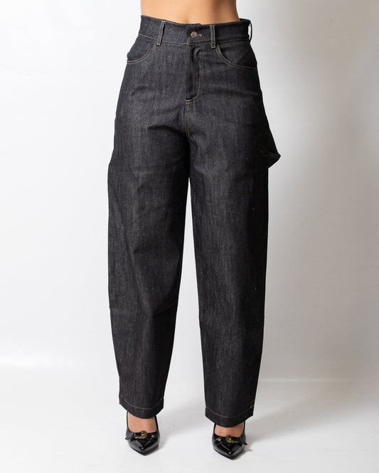 Jeans Disclaimer glitterato a gamba larga donna