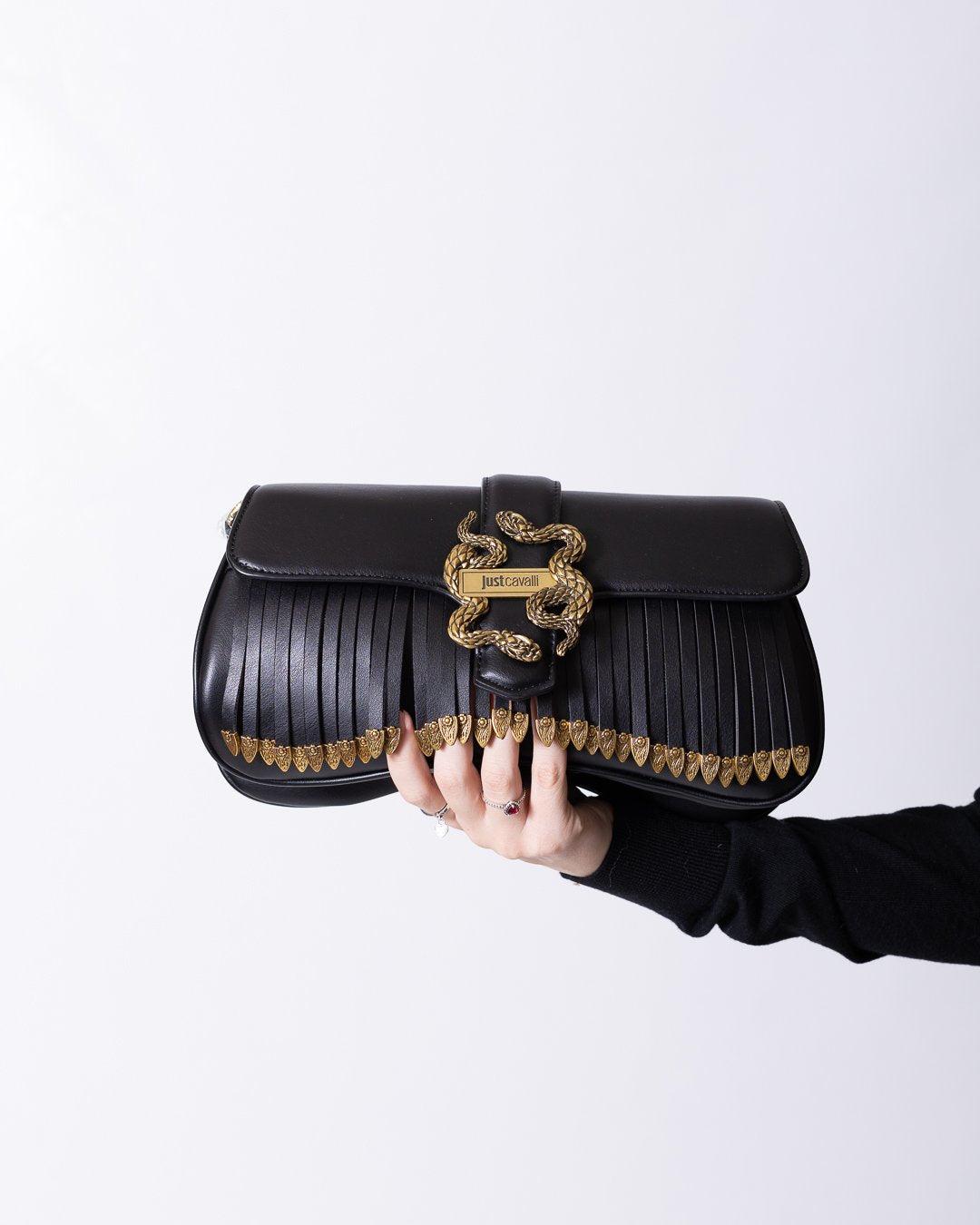 Borsa Just Cavalli in eco pelle con dettagli logo e dettagli oro