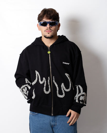 Felpa Barrow fullzip con cappuccio con perline e strass